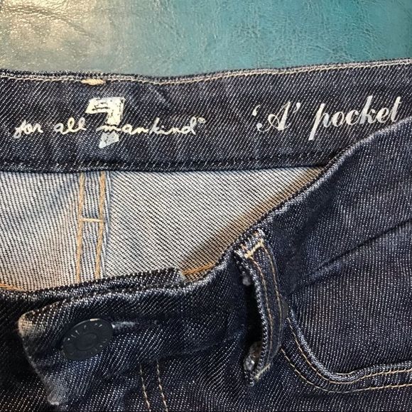 7 for all Mankind 'A' Pocket Blue Slight Stretch Bootcut Low Rise Jeans 6/28 - Picture 8 of 13